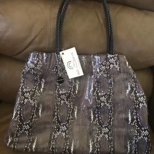 NWT Faux Snakeskin Big Buddha Tote Bag